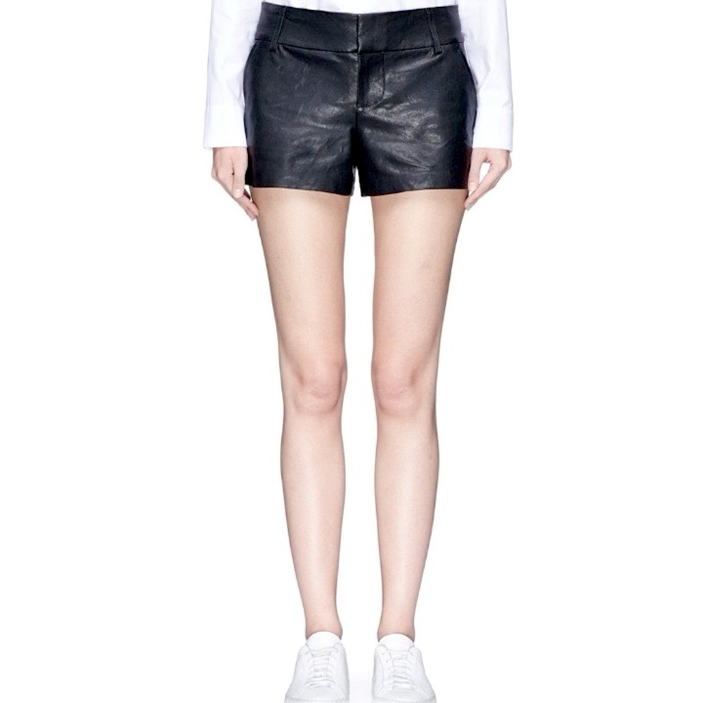 Alice & Olivia 'Cady' Lambskin Leather Shorts, Black Size 8